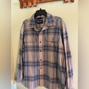 Carhartt Blue and Gray Plaid Shirt